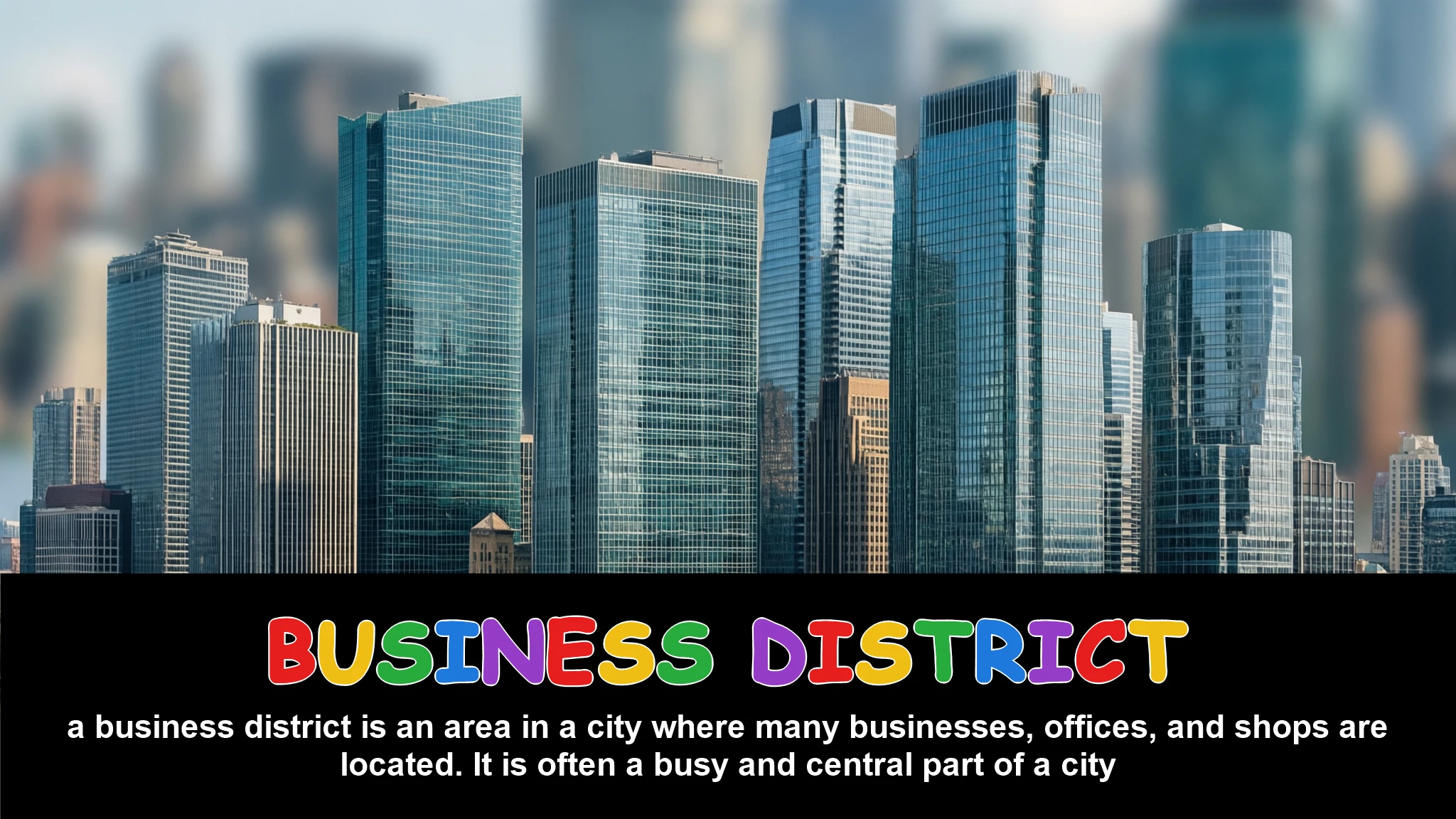 English Illustration for business district